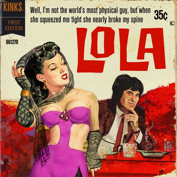 The Kinks "Lola" 1950s Pulp Novel Mashup Art Print