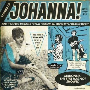 Bob Dylan "Visions of Johanna Blue Variant" 1950s Humorama Girlie Magazine Mashup Art Print