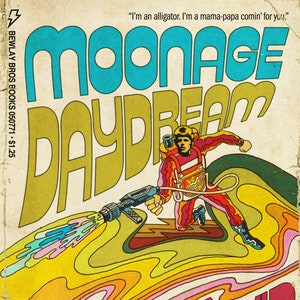 David Bowie "Moonage Daydream" 1970s Sci-Fi Novel Cover Mashup Print