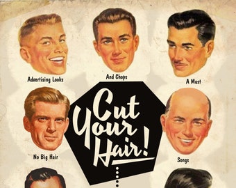 Pavement "Cut Your Hair" 1950s hair product magazine advertisement mashup print