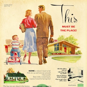 Talking Heads "This Must Be The Place (Naive Melody)" 1950er Jahre Wohnsiedlung Werbung Mashup Art Print