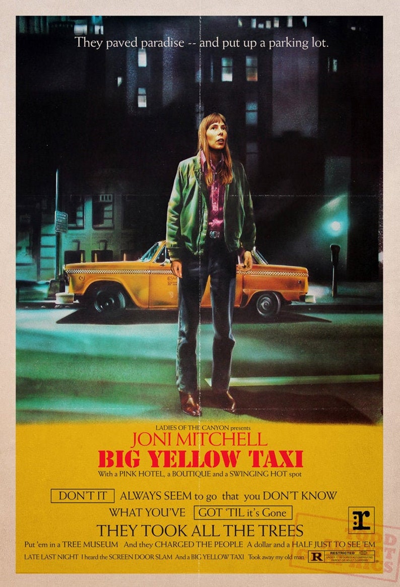 Joni Mitchell Big Yellow Taxi Taxi Driver Movie Poster Mashup Print image 1