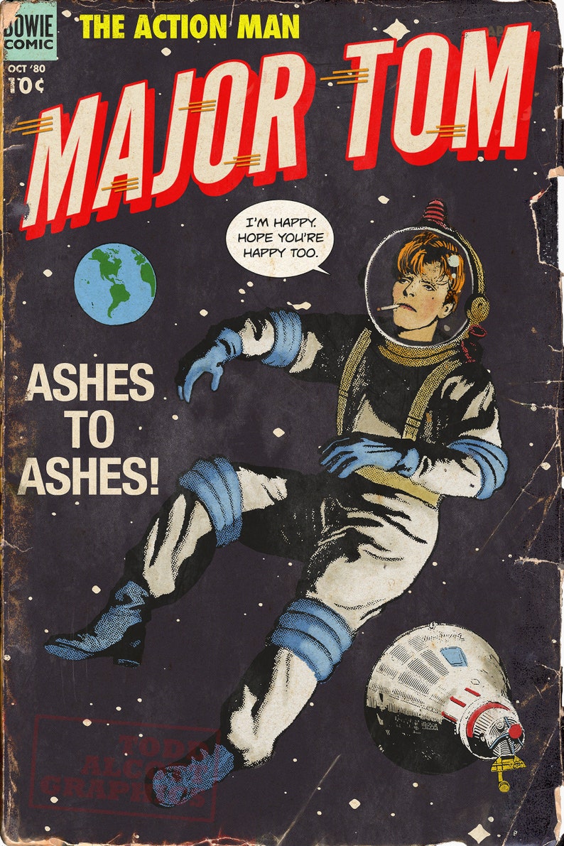 David Bowie Ashes to Ashes Comic Book Cover Mashup Art Print image 1