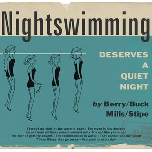 MOVIMIENTO RÁPIDO DEL OJO. Mashup de libros de seguridad en natación &quot;Nightswimming&quot; Lámina artística