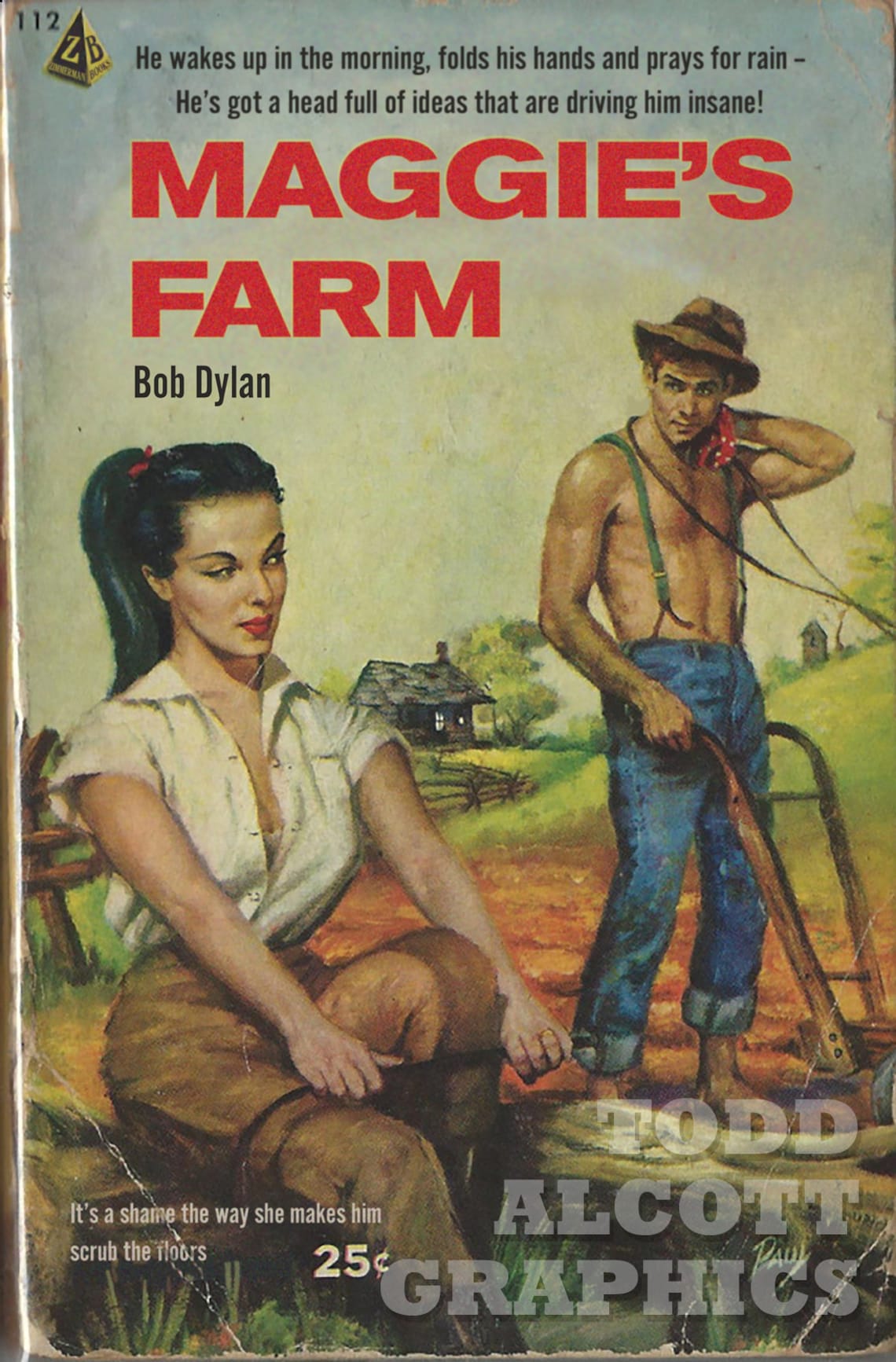 Bob Dylan Maggie's Farm pulp novel mashup Etsy