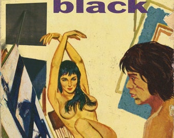 Rolling Stones "Paint it Black" Beatnik Art Studio Pulp novel mashup print