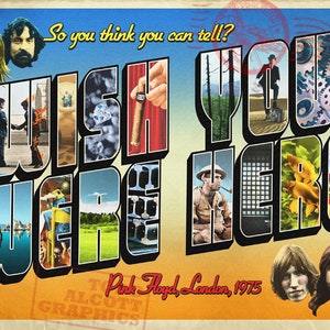 Pink Floyd "Wish You Were Here" chanson / album hommage carte postale classique mashup print