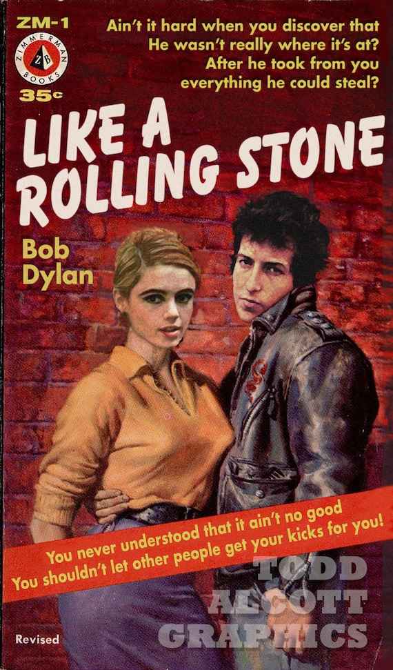 Bob Dylan Like A Rolling Stone Pulp Novel Mashup Etsy