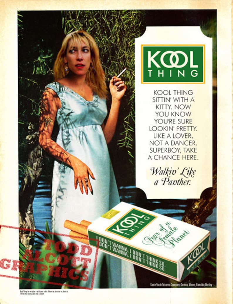 Sonic Youth kool Thing Kool Cigarette Vintage Etsy