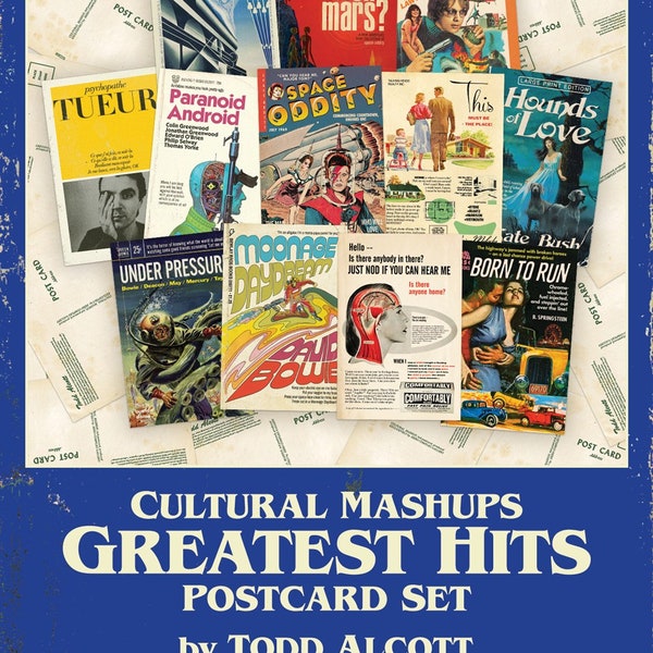 Todd Alcott "Greatest Hits" Cultural Mashups 12-card postcard collection