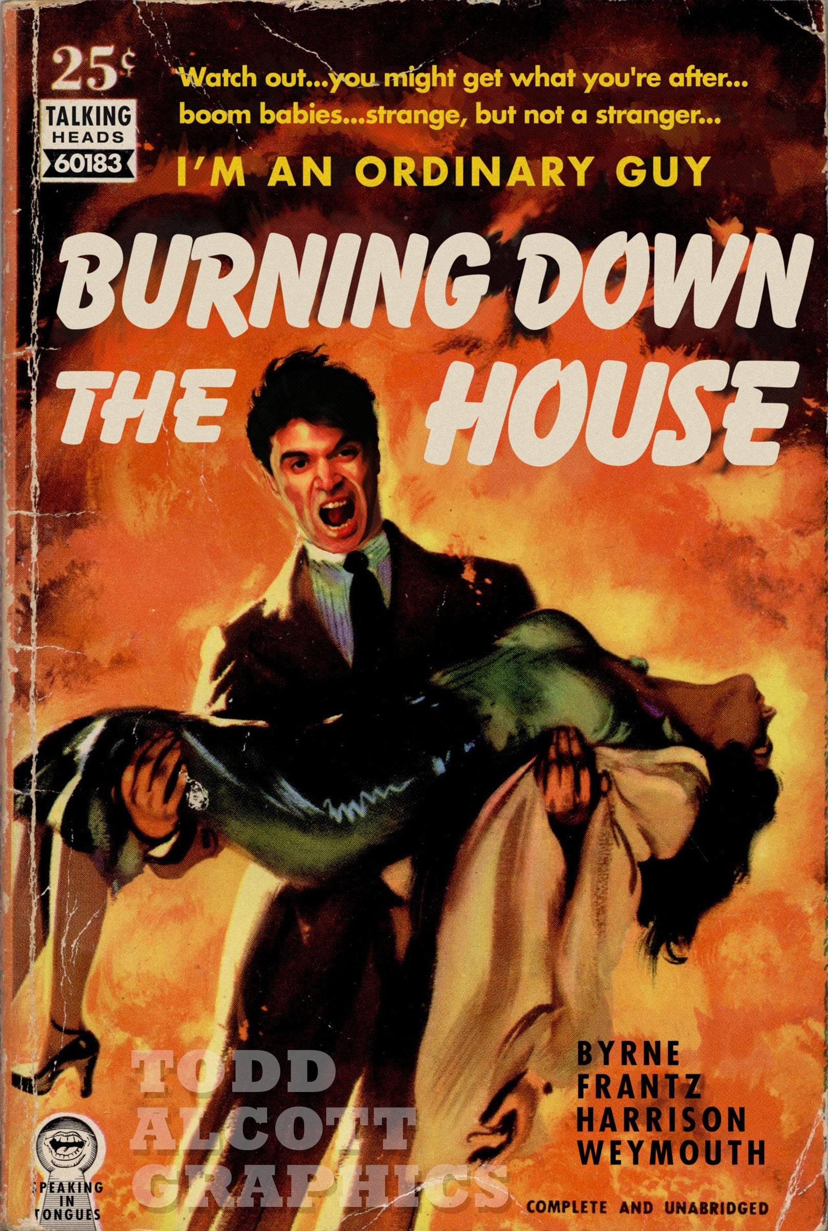 Talking Heads Burning Down the House pulp novel Etsy