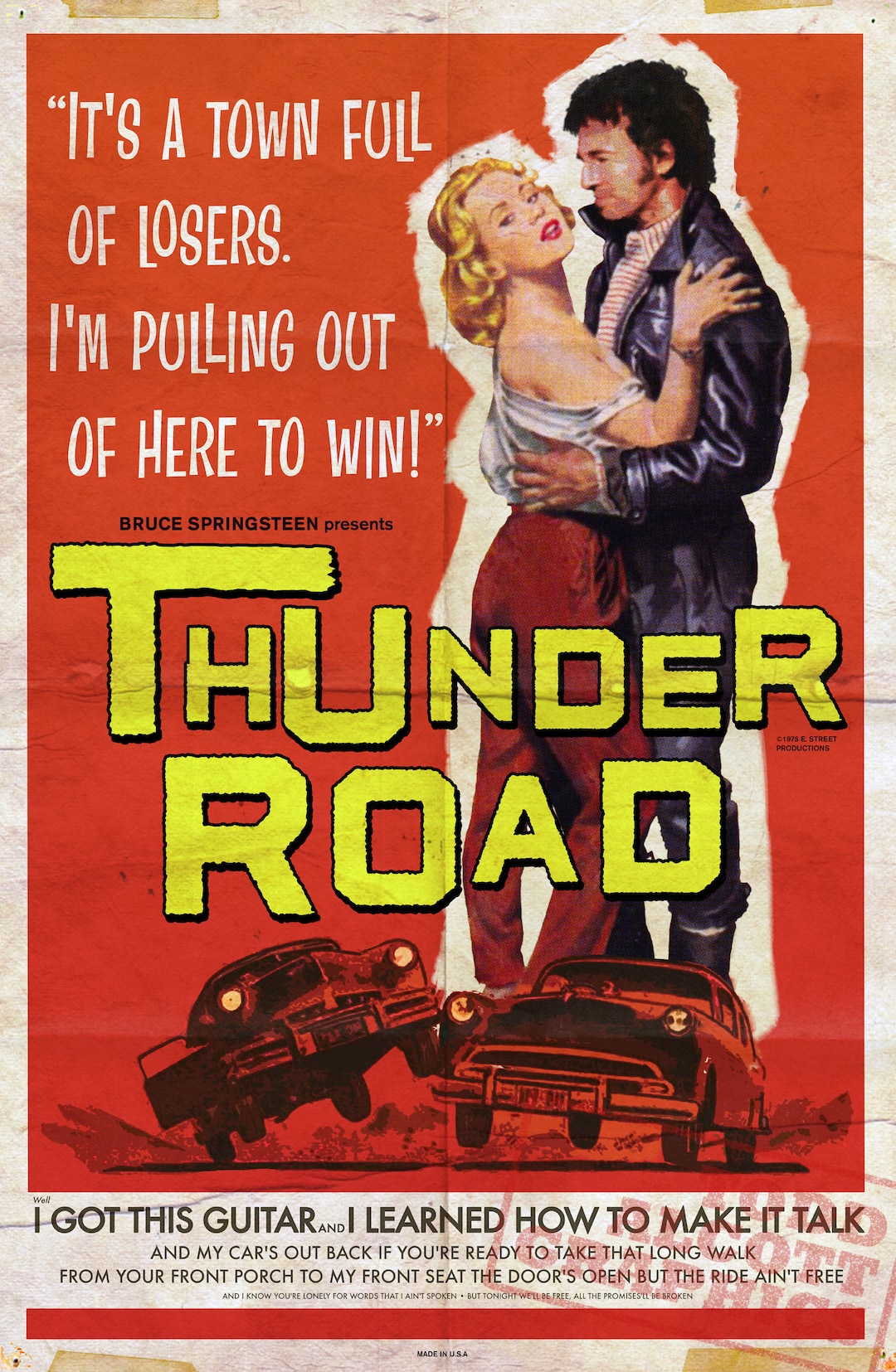 Bruce Springsteen thunder Road Hot Rod Movie Poster Mashup Art Print Etsy