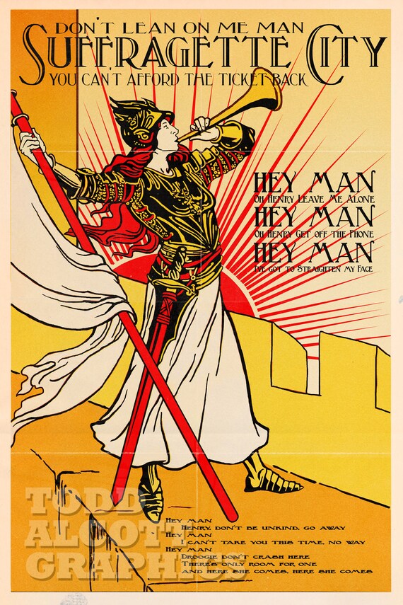 David Bowie Suffragette City 1910s Women Es Suffrage Poster Mashup Print