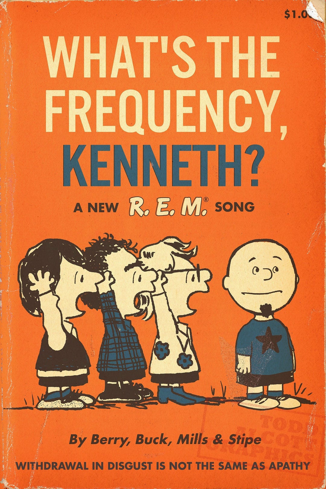 R.E.M. what's the Frequency, Peanuts Paperback Book Mashup Art
