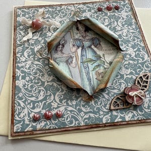 Carte de vœux , Carte toutes occasions, Carte pour femme ou fille, Carte shabby chic, Carte Rétro, Carte Originale, Anniversaire femme image 3