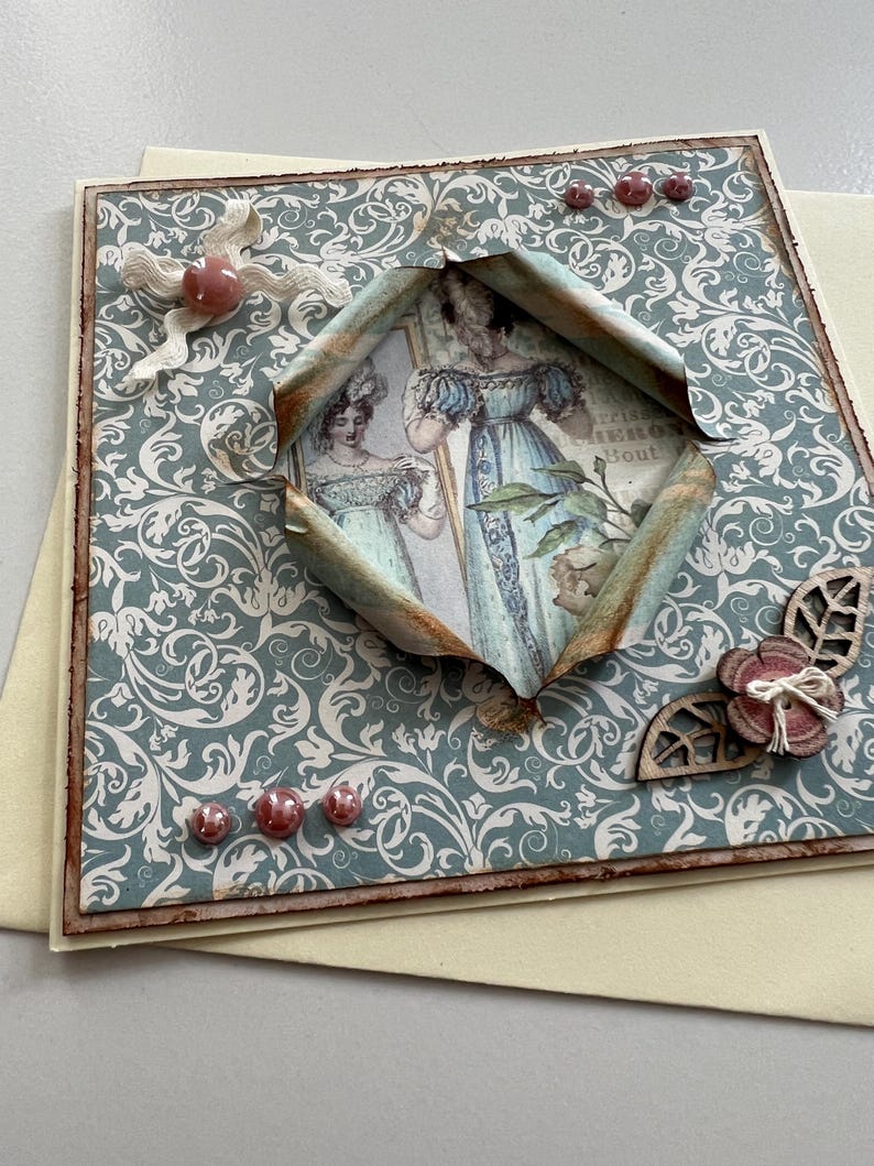 Carte de vœux , Carte toutes occasions, Carte pour femme ou fille, Carte shabby chic, Carte Rétro, Carte Originale, Anniversaire femme image 3