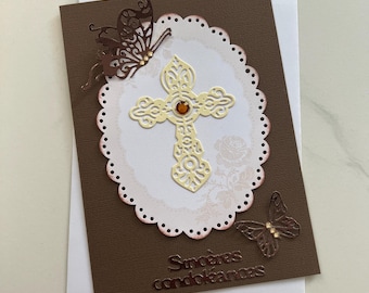 Carte Condoléances, Carte Deuil, Carte Tristesse, Carte Réconforte, Sincères Condoléances, Papillon, Carte sans texte, Carte de vœux