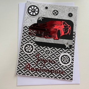 Carte Anniversaire, Carte pour homme ou garçon, Carte voiture de sport, Voiture rouge, Carte Masculine, Carte de vœux, Idée cadeau