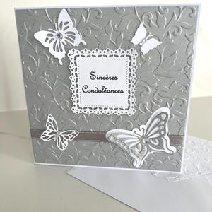 Carte Condoléances, Carte Deuil, Carte Réconfort, Carte Tristesse, Carte Crémation, Sincères Condoléances, Carte de vœux, Papillons image 9