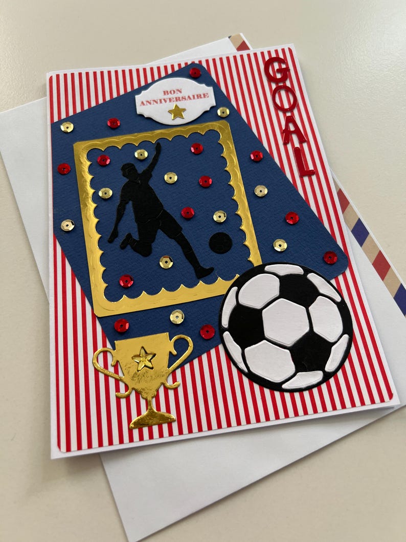 Carte de vœux, Carte Anniversaire, Carte football, carte pour homme ou garçon, carte foot, carte sport, idée cadeau image 3