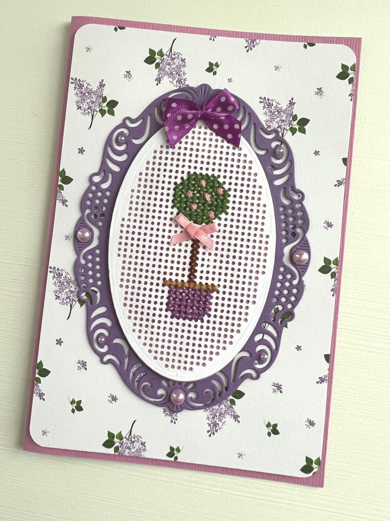 Carte anniversaire, carte brodée, carte amitié, carte remerciement, carte retraite, carte fleurs, carte pour femme, Carte fête des mères image 6
