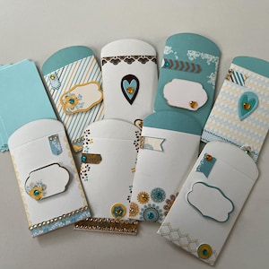 Pochettes, Ensemble 8 petites Pochettes, Emballage, Pochettes pour bijoux, Petites attentions, Carte remerciements, Enveloppes faites main