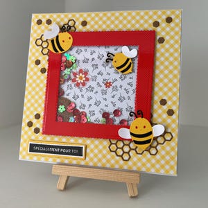 Carte de vœux, Carte toutes occasions, Carte à secouer, Carte Anniversaire, Amitié, Printemps, Abeilles, Carte pour femme, Carte pour enfant
