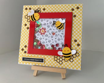 Greeting Card, All Occasion Card, Shake Card, Birthday Card, Friendship, Spring, Bees, Card for Women, Card for Children