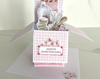 Carte de vœux Pop Up anniversaire, Carte pour fille, Carte anniversaire pour femme, Carte gourmandise, Joyeux Anniversaire