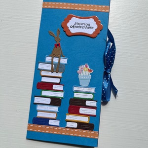Greeting card, Gift card, Pouch, Gift envelope, Birthday card, Book card, Reading, Rabbit card, Voucher holder, Gift