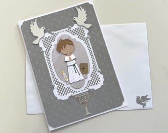 Grußkarte, Erstkommunionkarte, Konfirmationskarte, Religiöse Karte, Konfirmationskarte für Jungen, Glaubensbekenntnis