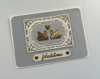 Grußkarte, Hochzeitskarte, Glückwunschkarte zur Hochzeit, Verlobungskarte, Karte zur Goldenen Hochzeit, Hochzeitstag, Liebe, Herzen