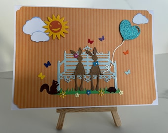 Greeting card, Rabbit card, Love card, Birthday card, Engagement card, Wedding anniversary, Valentine's Day card, Easter card