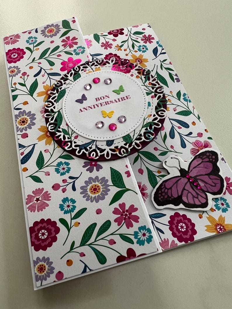 Carte de vœux, Carte Anniversaire, Carte pour femme, Carte pour jeune fille, Carte Papillons, Carte fleurs, Printemps, Carte originale image 4