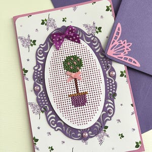 Carte anniversaire, carte brodée, carte amitié, carte remerciement, carte retraite, carte fleurs, carte pour femme, Carte fête des mères image 1