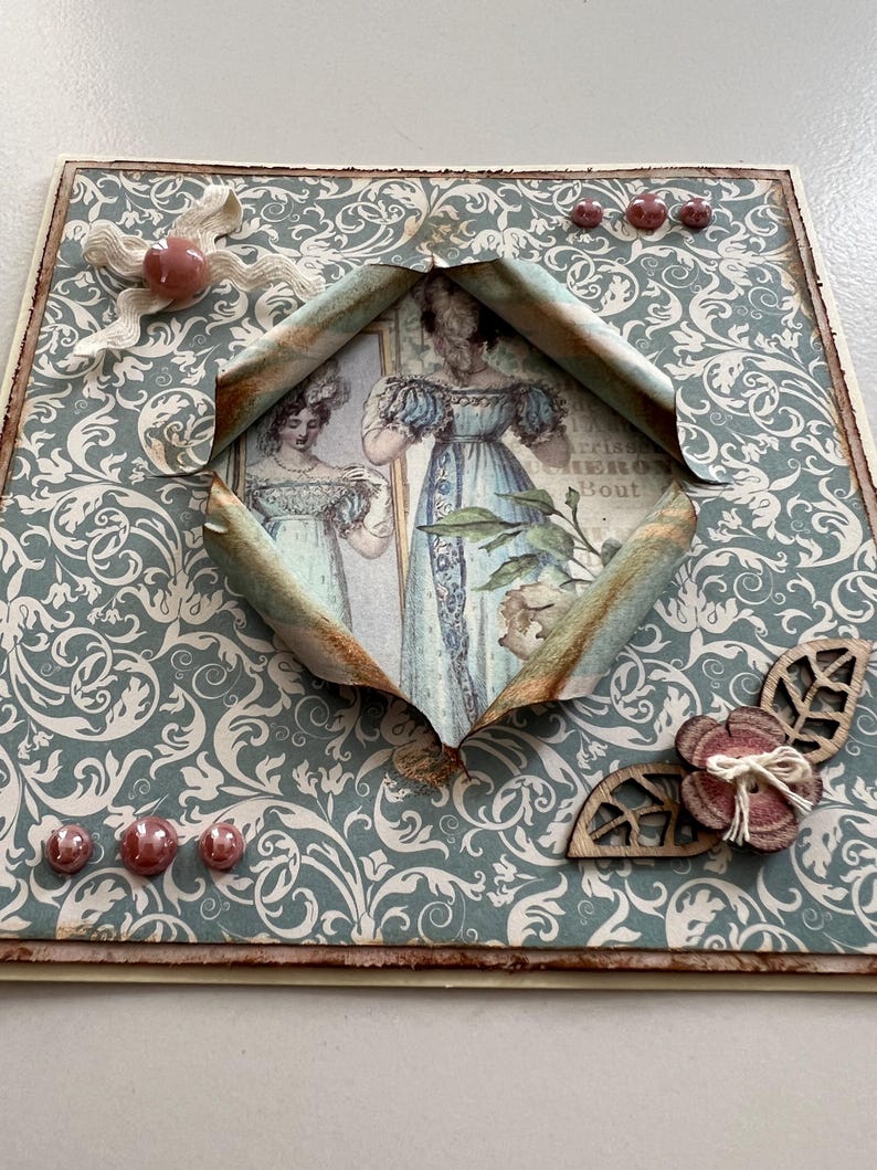Carte de vœux , Carte toutes occasions, Carte pour femme ou fille, Carte shabby chic, Carte Rétro, Carte Originale, Anniversaire femme image 5