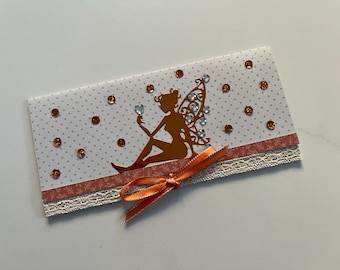 Carte de vœux, Carte cadeau, Pochette, Enveloppe cadeau, Carte Fée, Carte pour Fille, Anniversaire Fille, Porte bon d'achat, Porte billets