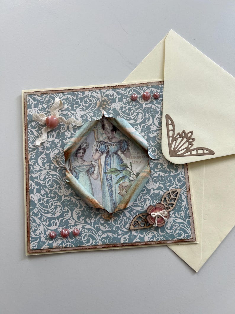 Carte de vœux , Carte toutes occasions, Carte pour femme ou fille, Carte shabby chic, Carte Rétro, Carte Originale, Anniversaire femme image 2