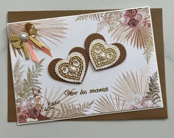Carte Mariage, Carte félicitations mariage, Félicitations Mariés, Vœux Mariage, Cadeau Mariage, Carte Amour, Cœurs, Amour, Carte de vœux