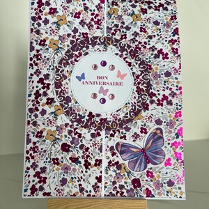 Carte de vœux, Carte Anniversaire, Carte pour femme, Carte pour jeune fille, Carte Papillons, Carte fleurs, Printemps, Carte originale image 10