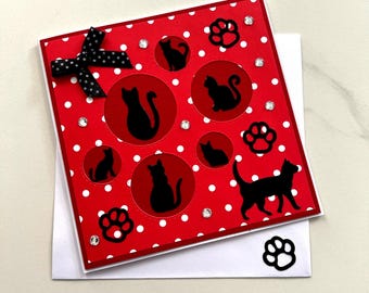 Cartão de felicitações, cartão de gato, cartão para todas as ocasiões, cartão de aniversário, cartão de amizade, cartão para esposa, cartão para filha, gatos