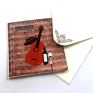 Tarjeta de felicitación, Tarjeta musical, Tarjeta de guitarra, Tarjeta del Día del Padre, Tarjeta para profesor de música, Tarjeta de cumpleaños, Día de la Música