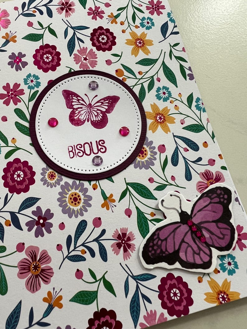 Carte de vœux, Carte Anniversaire, Carte pour femme, Carte pour jeune fille, Carte Papillons, Carte fleurs, Printemps, Carte originale image 6