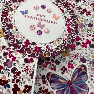 Carte de vœux, Carte Anniversaire, Carte pour femme, Carte pour jeune fille, Carte Papillons, Carte fleurs, Printemps, Carte originale image 8