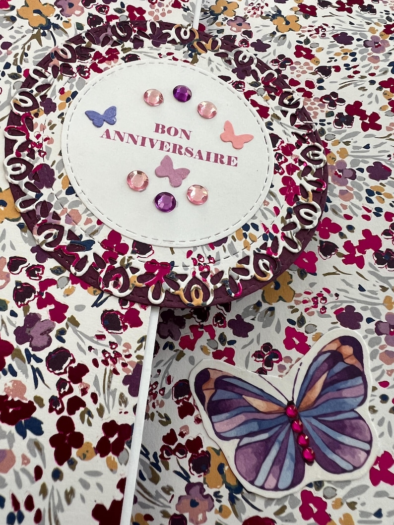 Carte de vœux, Carte Anniversaire, Carte pour femme, Carte pour jeune fille, Carte Papillons, Carte fleurs, Printemps, Carte originale image 8