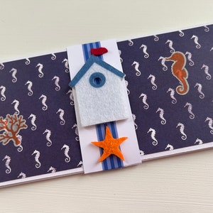 Carte de vœux, Carte cadeau, Mer, Pochette,  Porte Billets, Enveloppe cadeau, Pochette bon d'achats, Carte pour garçon ou homme, idée cadeau