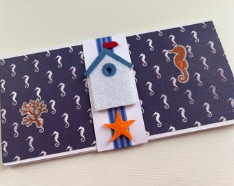 Carte de vœux, Carte cadeau, Mer, Pochette,  Porte Billets, Enveloppe cadeau, Pochette bon d'achats, Carte pour garçon ou homme, idée cadeau
