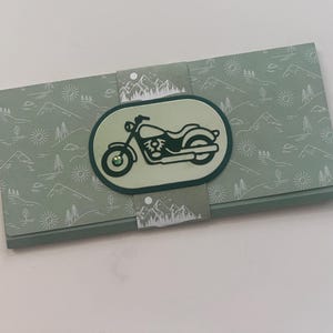 Carte de vœux, Carte cadeau, Pochette, Enveloppe cadeau, Carte Moto, Motard, Carte homme, Porte billets, Porte bon d'achats, fête des pères