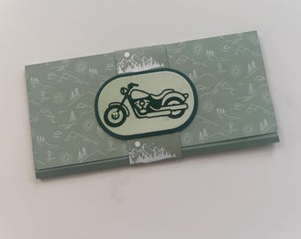 Greeting card, Gift card, Pouch, Gift envelope, Motorcycle card, Biker, Men's card, Billfold, Voucher holder, Father's Day