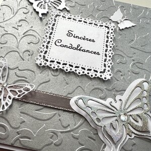 Carte Condoléances, Carte Deuil, Carte Réconfort, Carte Tristesse, Carte Crémation, Sincères Condoléances, Carte de vœux, Papillons image 5